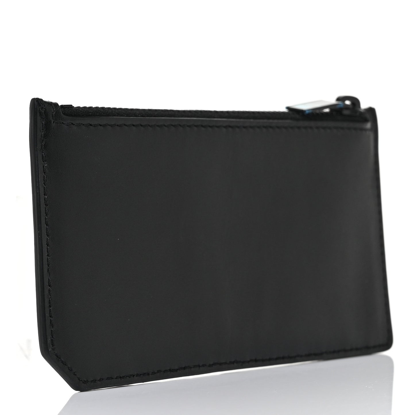 Calfskin 5 Fragments Zip Pouch Card Holder Black Blue