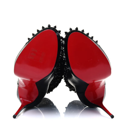 Christian Louboutin Calfskin Suede Patent Spike Wars 120 Ankle Booties 38 Black 4 of 5