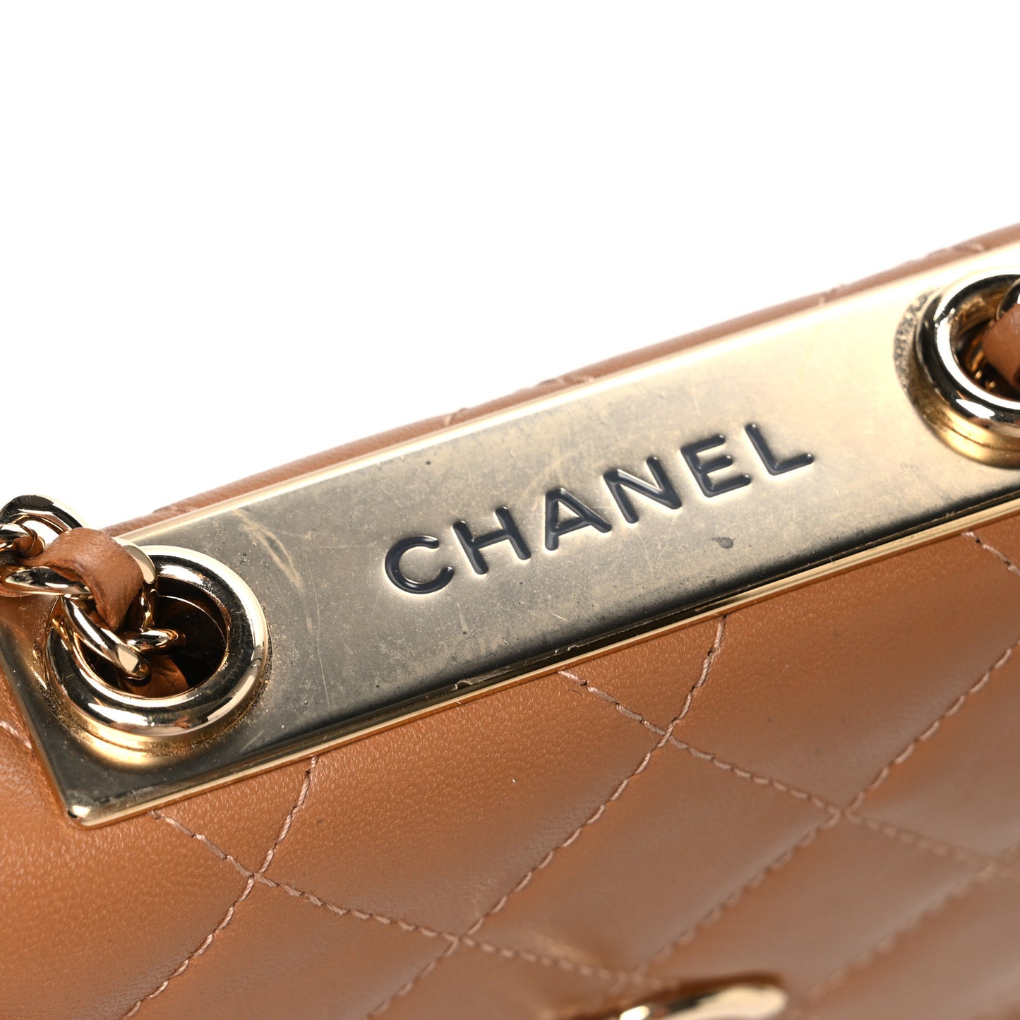 Lambskin Quilted Mini Trendy CC Clutch With Chain Brown