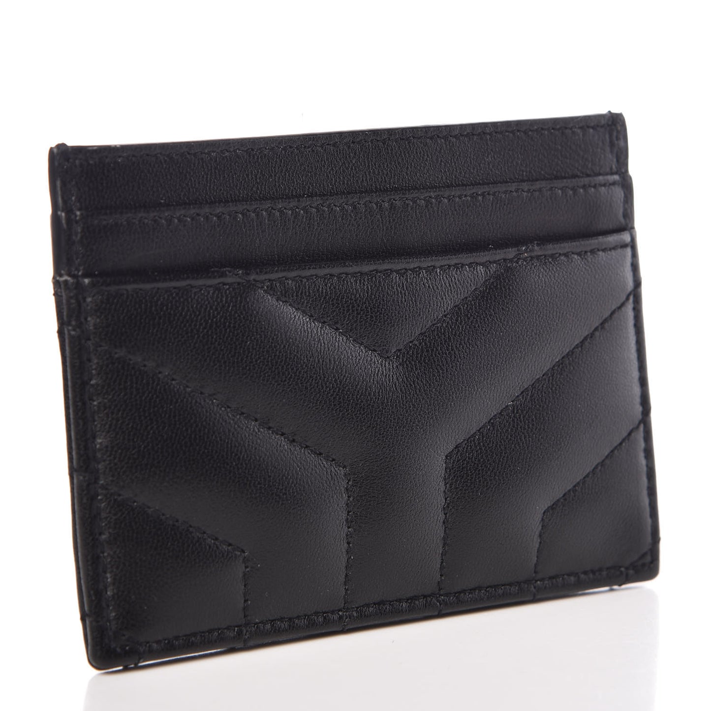 Calfskin Y Quilted Monogram LouLou Credit Card Case Black