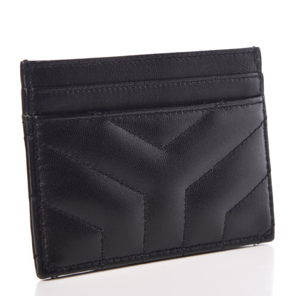 Saint Laurent Calfskin Y Quilted Monogram LouLou Credit Card Case Black 3 of 8