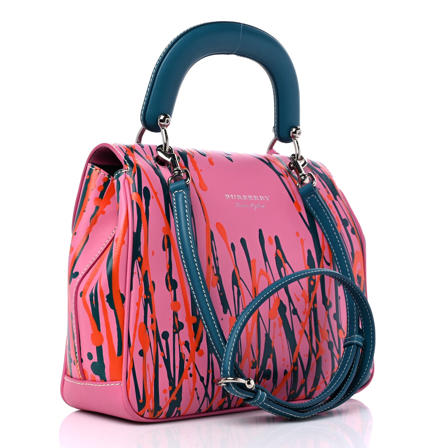 Trench Calfskin Splash Print Medium DK88 Top Handle Bag Rose