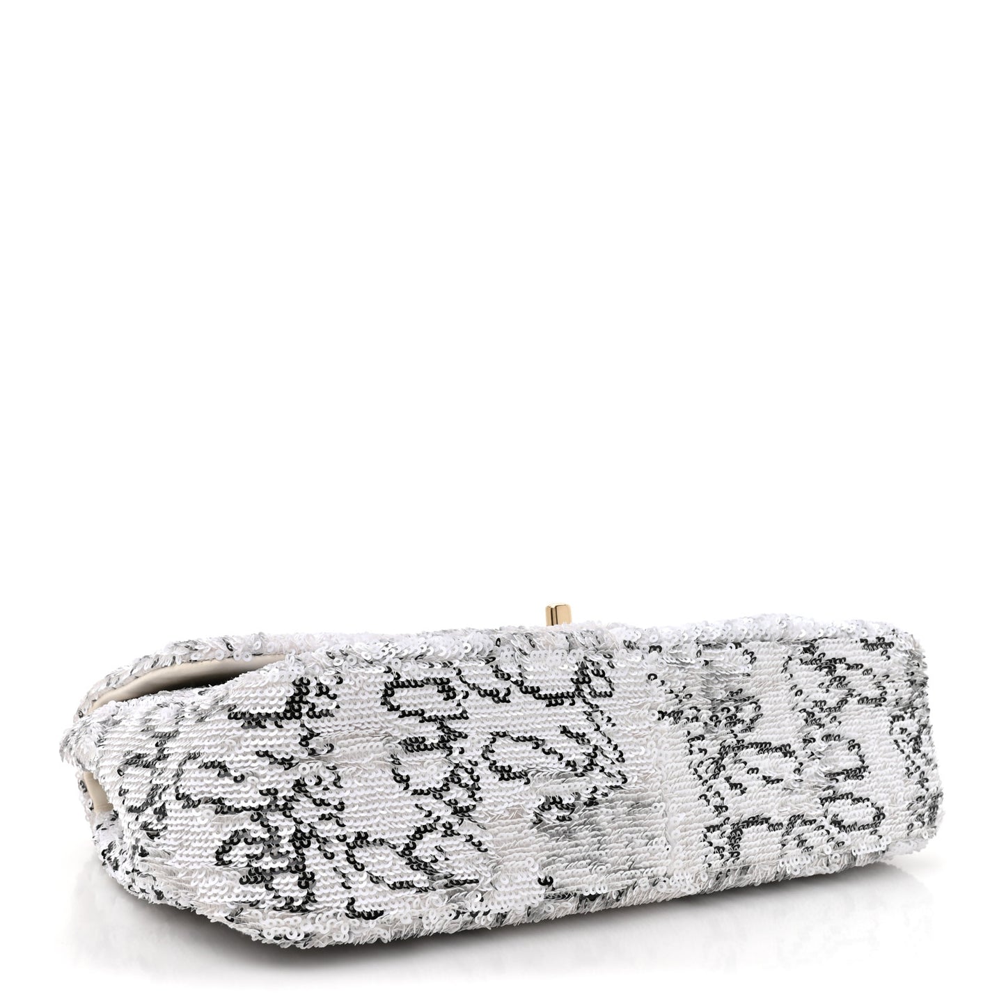 Sequin Logo Medium Flap White Black