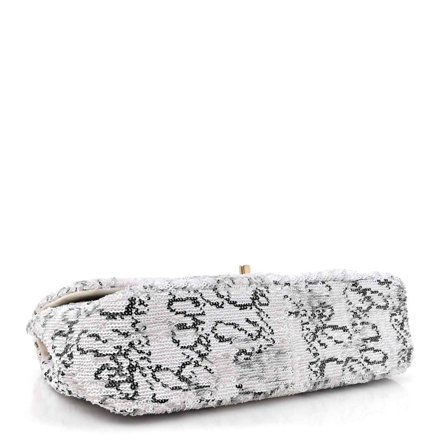Chanel Sequin Logo Medium Flap White Black 4 of 11