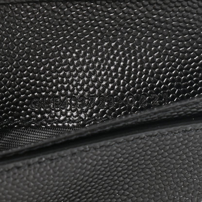 Saint Laurent Grain De Poudre Matelasse Chevron Monogram Compact Zip Around Wallet Black 8 of 9