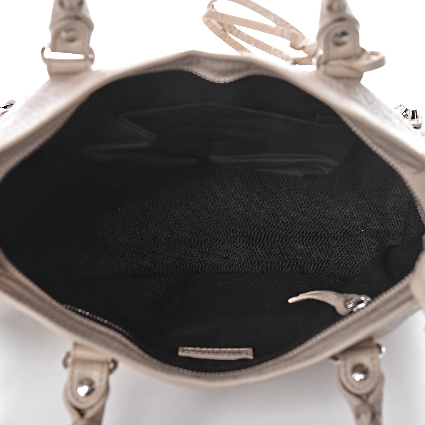 Agneau Classic Silver Hardware S City Logo Strap Light Beige Black