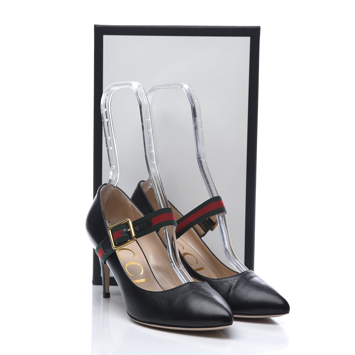 Gucci Calfskin Sylvie Mid Heel Pumps 37 Black 11 of 11