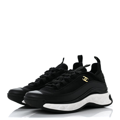 Chanel Velvet Calfskin Mixed Fibers CC Sneakers 37.5 Black 3 of 8