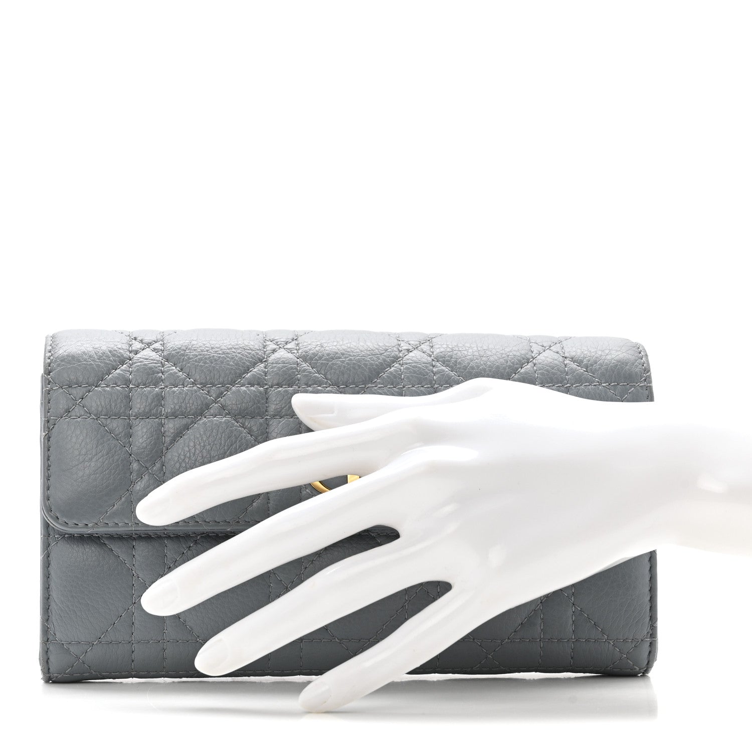 Christian Dior Supple Calfskin Cannage Caro Orchid Long Wallet Cloud Blue 2 of 12