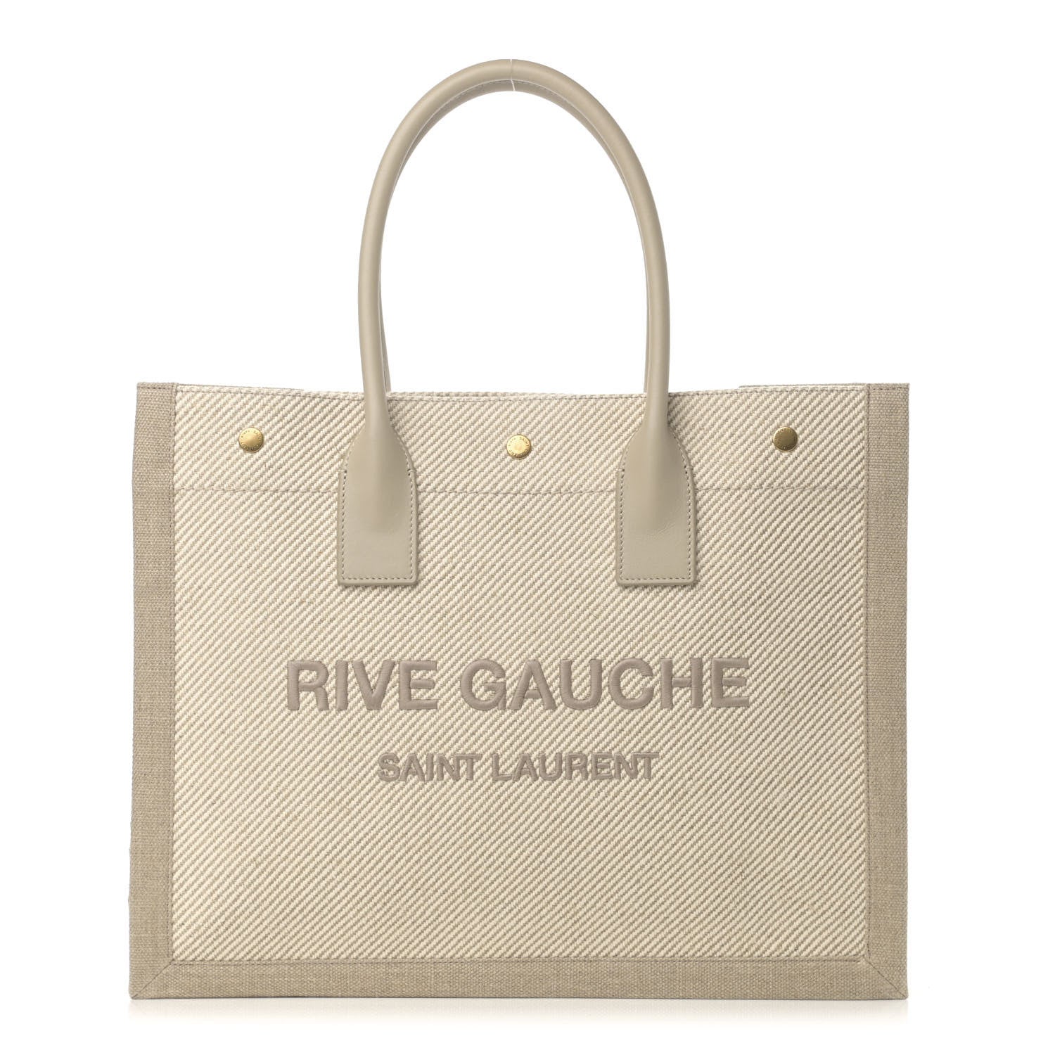 Saint Laurent Linen Calfskin Small Rive Gauche Tote Beige Sea Salt 1 of 10