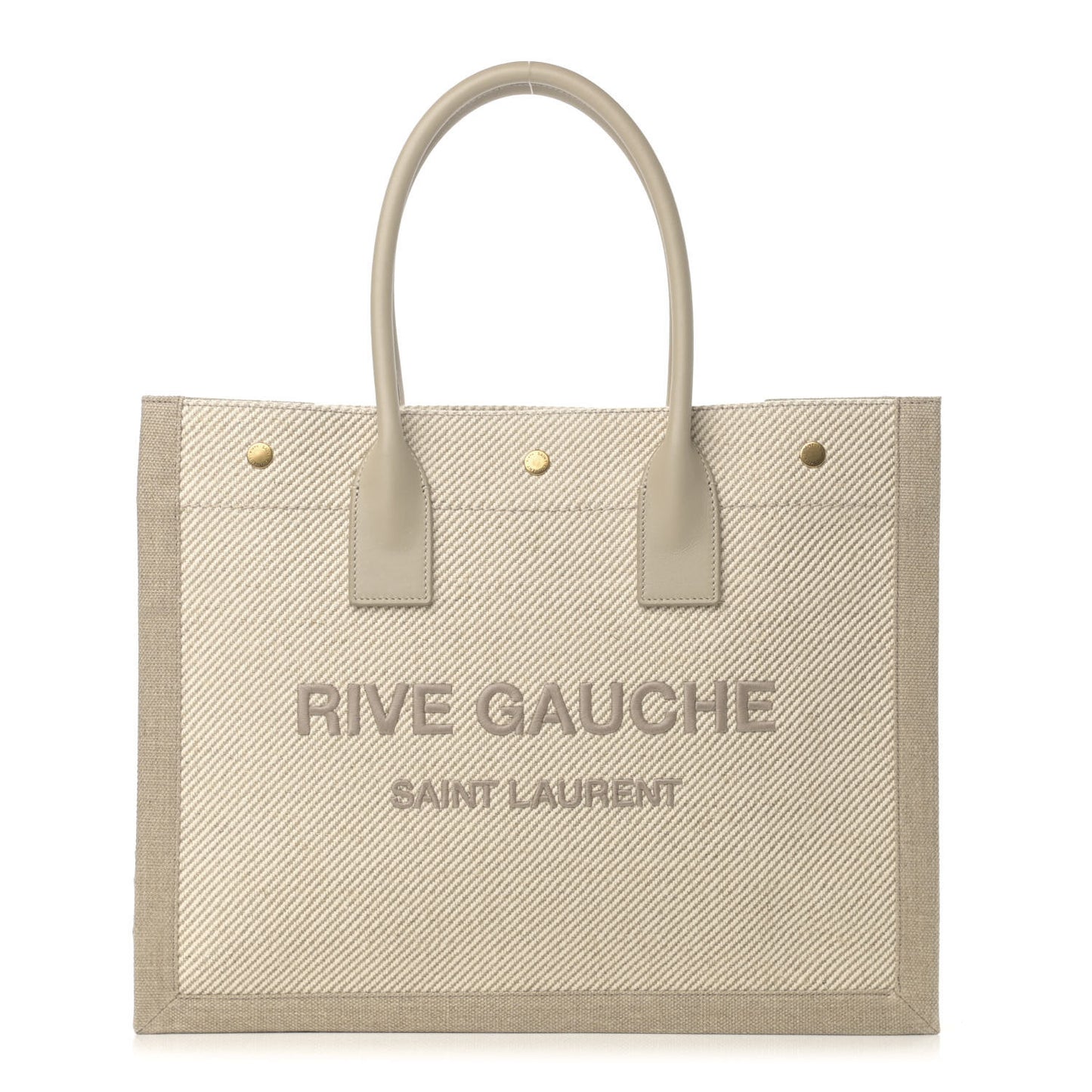 Linen Calfskin Small Rive Gauche Tote Beige Sea Salt