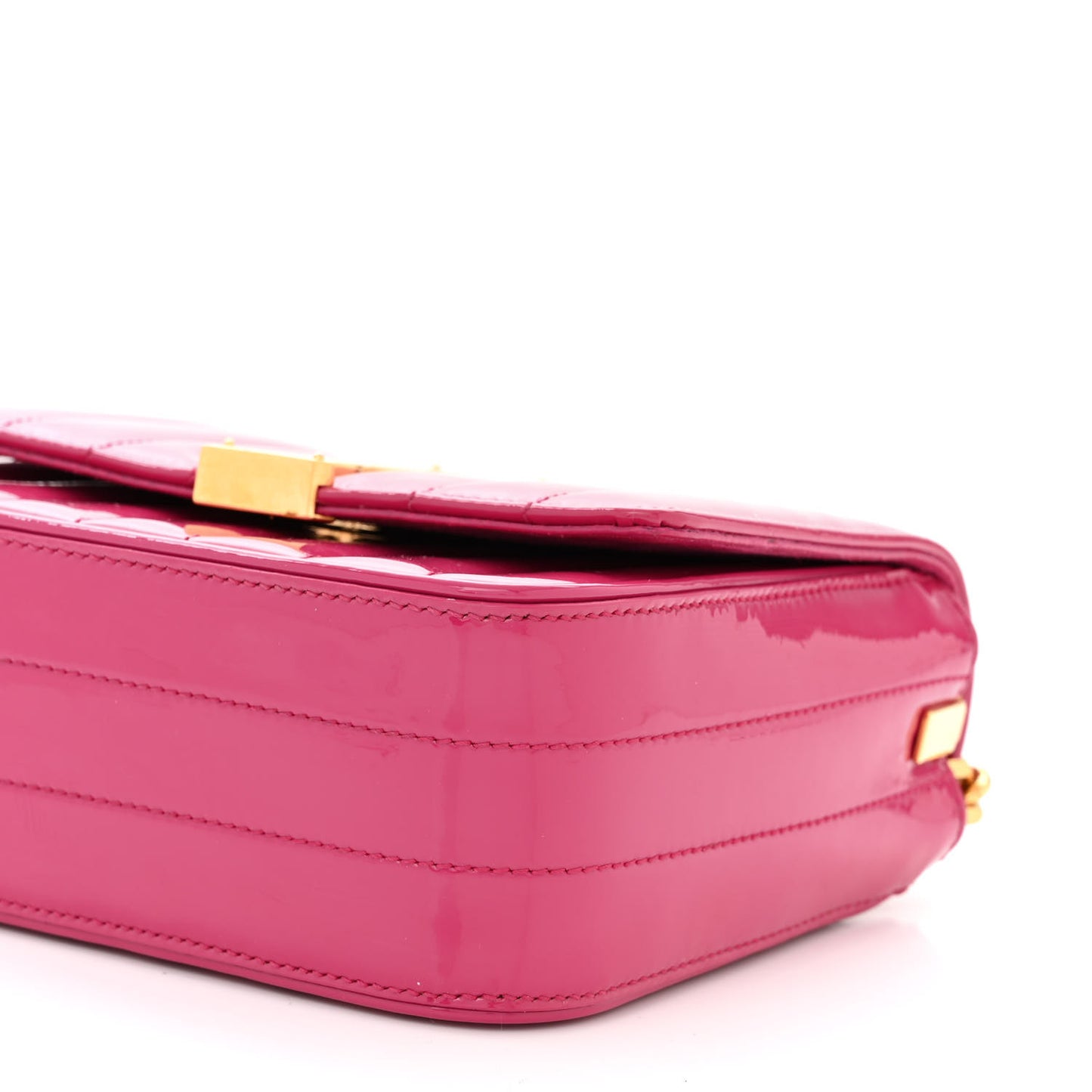 Patent Calfskin Matelasse Monogram Small Vicky Chain Bag Bubblegum