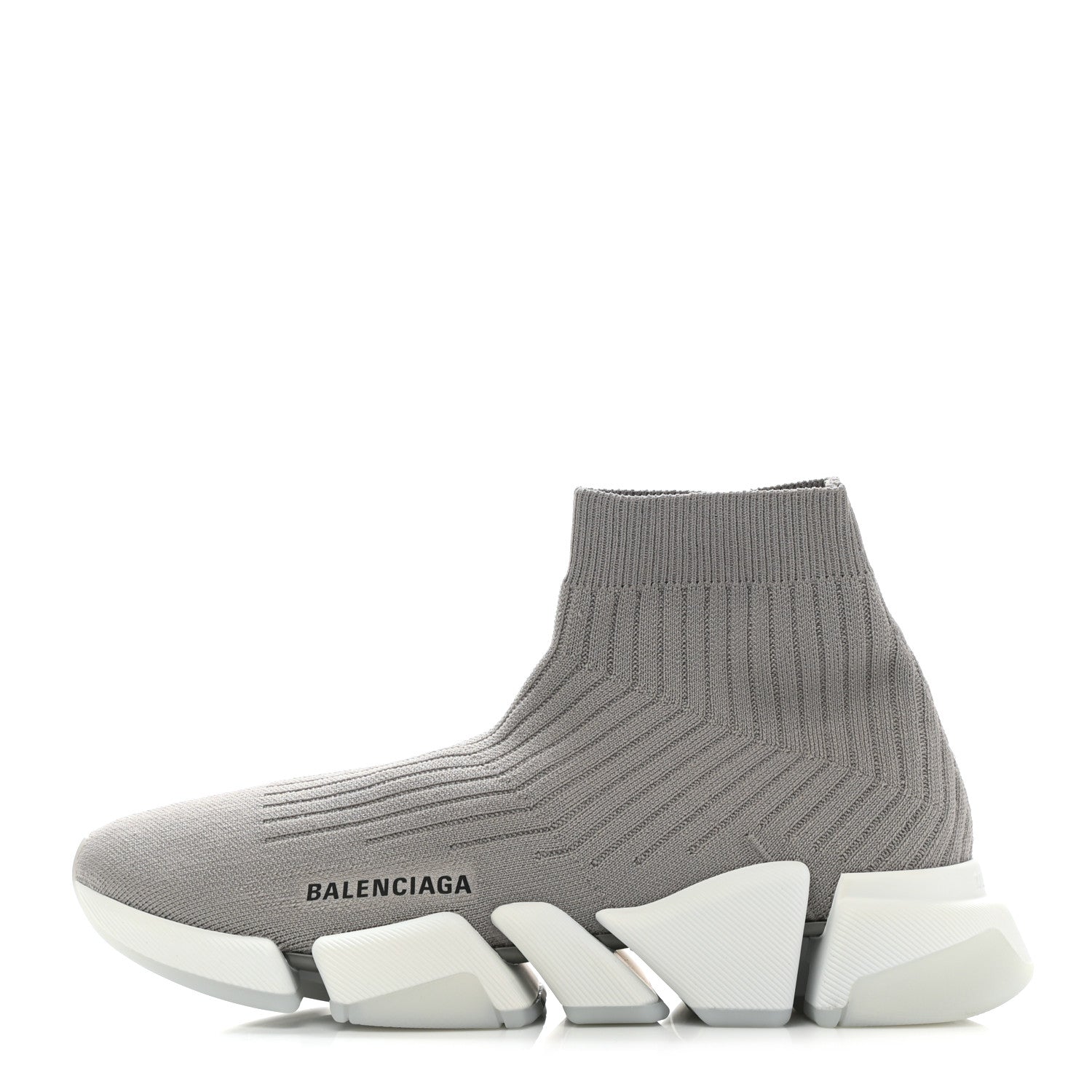 Balenciaga Ribbed Knit Womens Speed 2.0 Transparent Sole Sneakers 41 Baltic Grey White 1 of 8