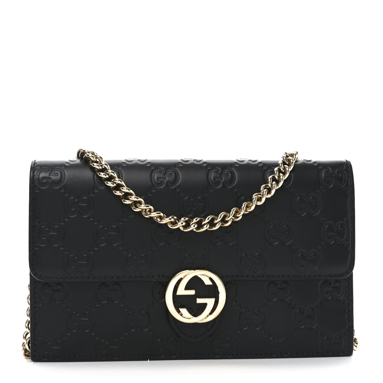 Gucci Guccissima Icon Chain Wallet Black 1 of 10