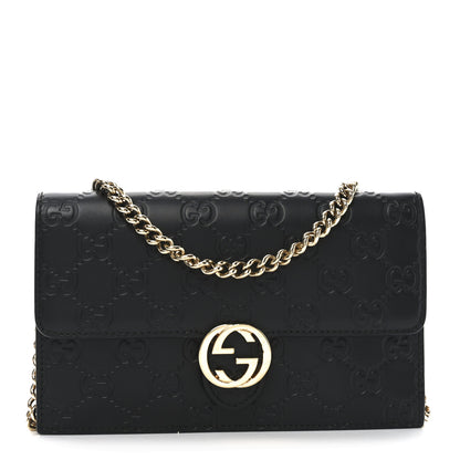 Gucci Guccissima Icon Chain Wallet Black 1 of 10