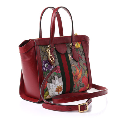 Gucci GG Supreme Monogram Flora Web Small Ophidia Tote Bag Red 3 of 11