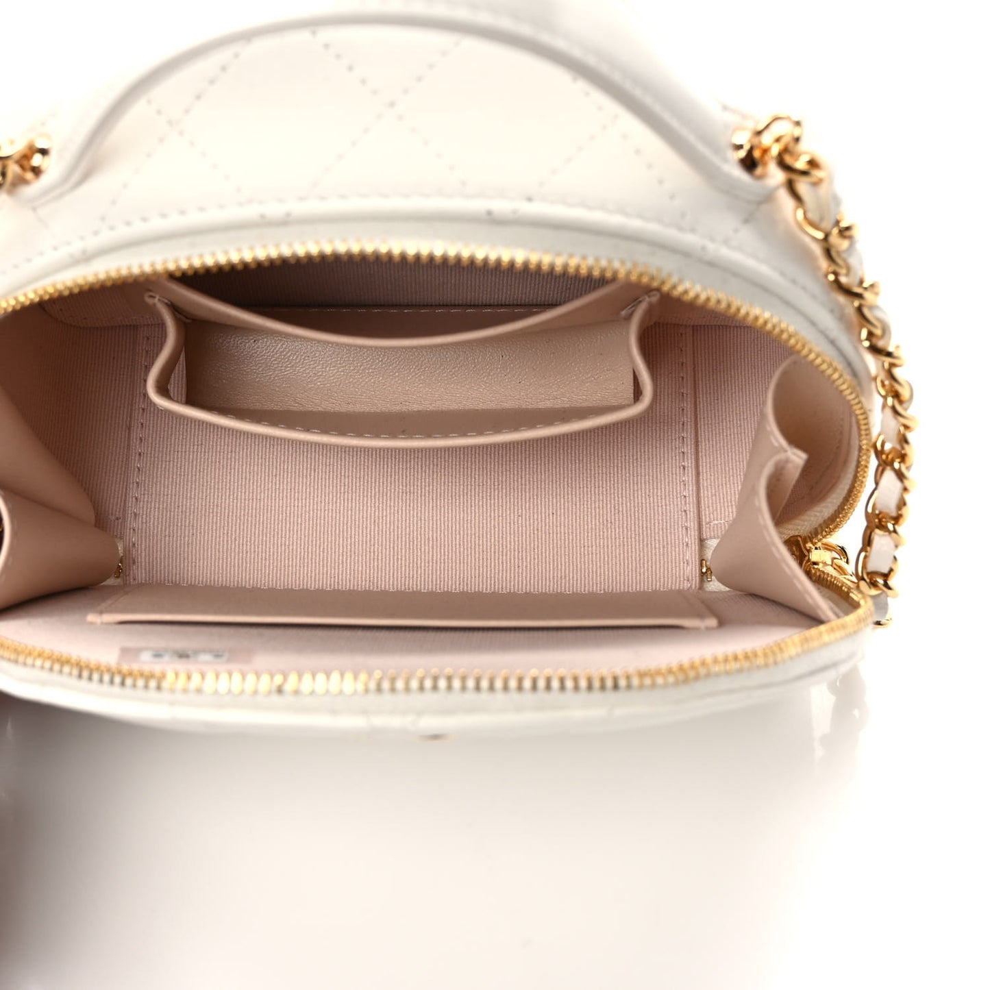 Lambskin Quilted Small Chic Riviera Top Handle Vanity Case White