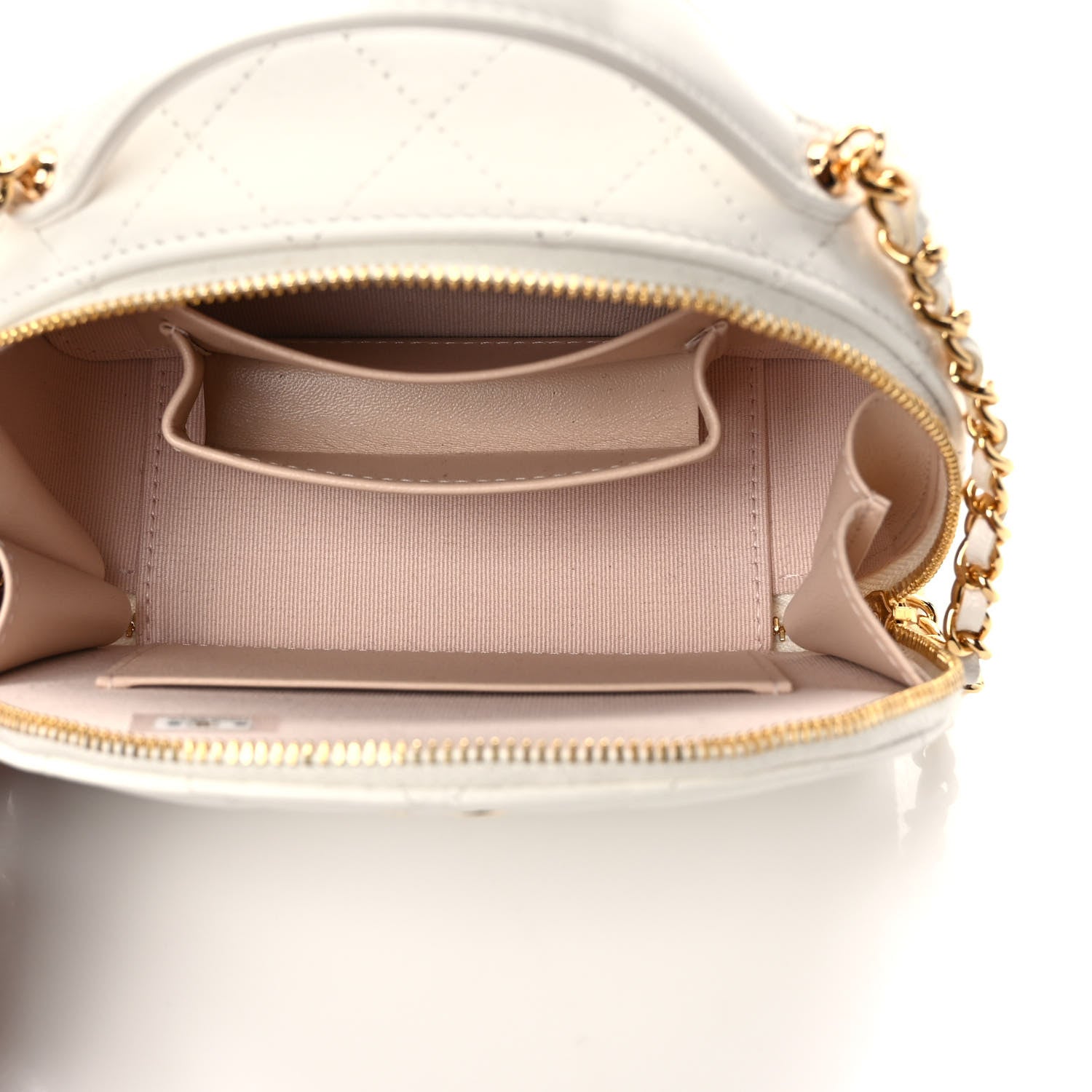 Chanel Lambskin Quilted Small Chic Riviera Top Handle Vanity Case White 5 of 9