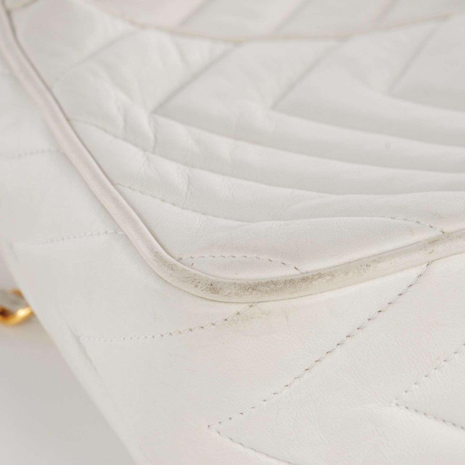 Chanel Lambskin Chevron Medium Tassel Camera Case White 12 of 14