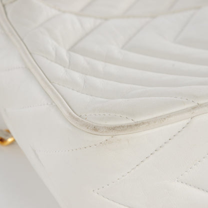 Chanel Lambskin Chevron Medium Tassel Camera Case White 12 of 14