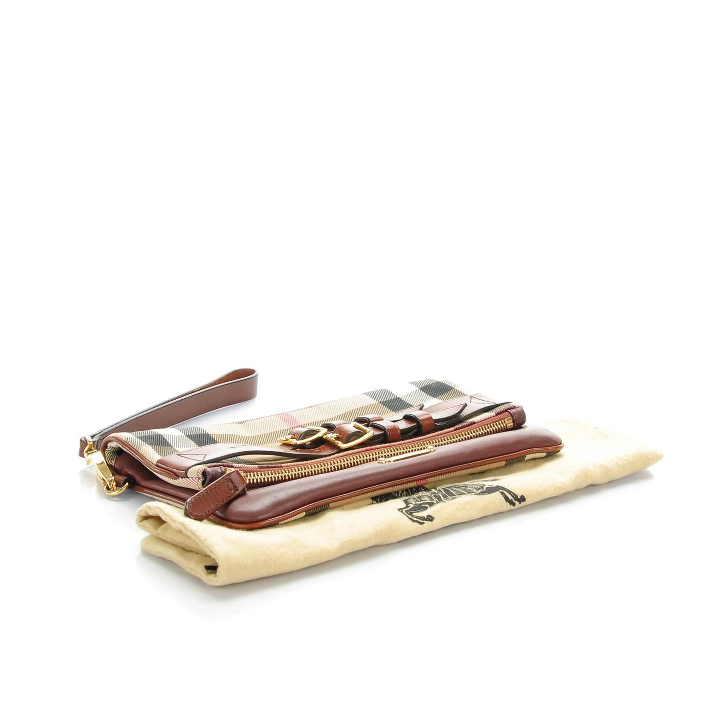 House Check Bridle Calfskin Adeline Foldover Wristlet Clutch