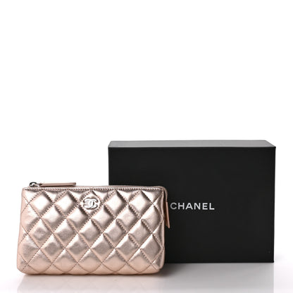 Chanel Metallic Lambskin Quilted Cosmetic Pouch Light Pink 7 of 7