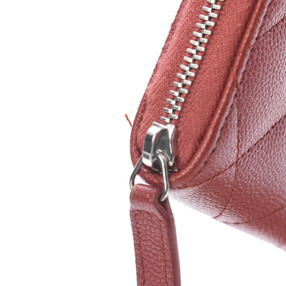 Chanel Caviar Quilted Medium Zip Around Wallet Red 9 of 12