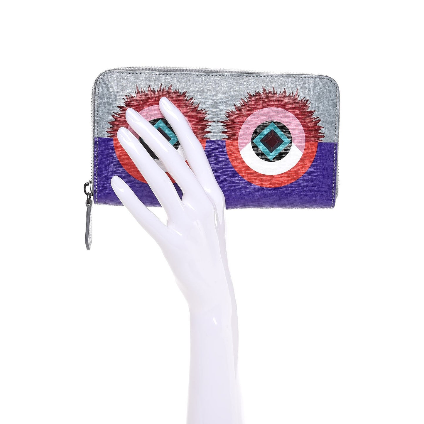 Vitello Elite Studded Hypnoteyes Zip Around Wallet Polvere Multicolor