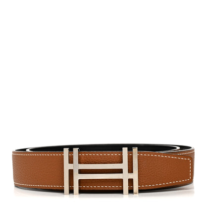 Hermes Box Togo 32mm Au Carre H Belt 90 36 Black Gold 1 of 8