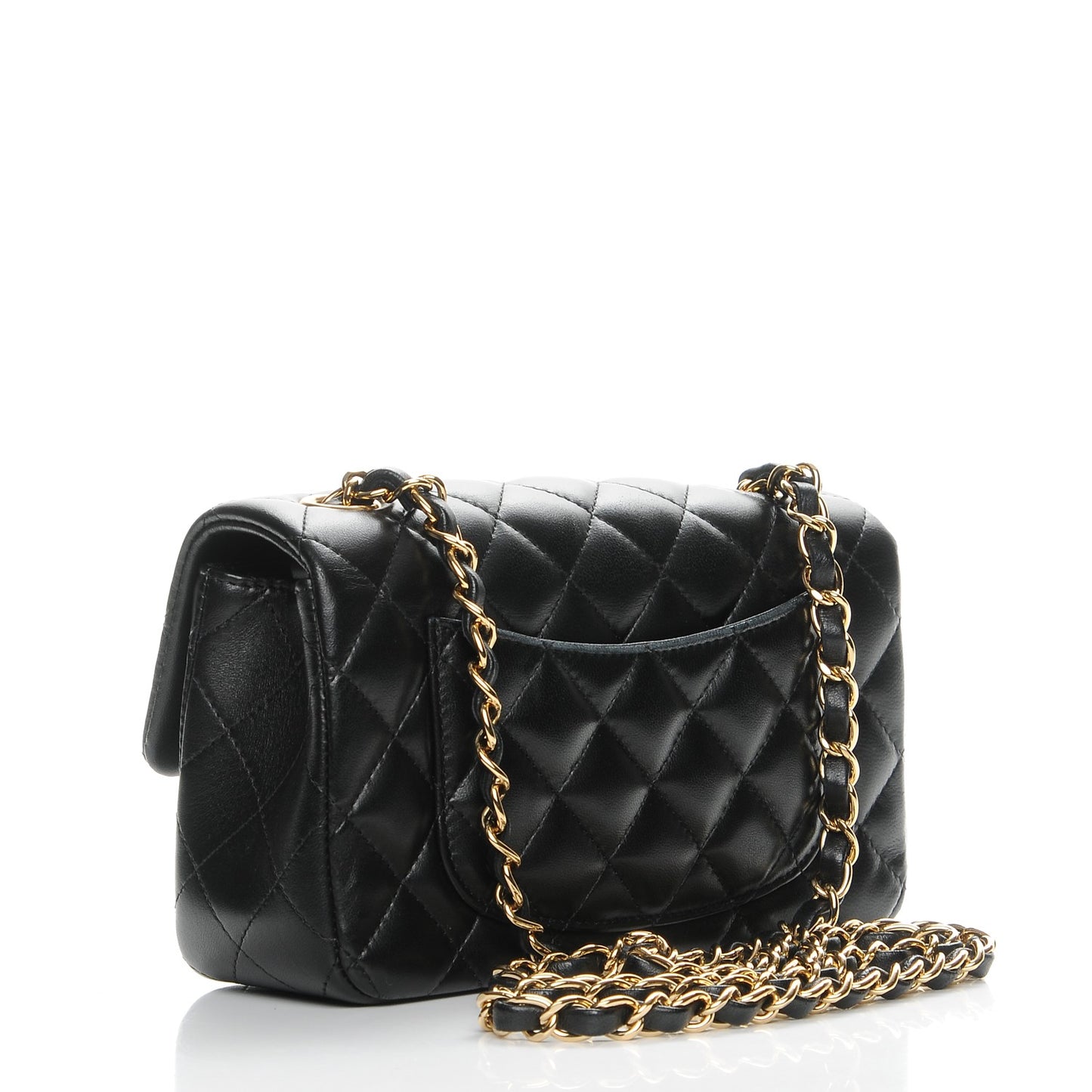 Lambskin Quilted Mini Rectangular Flap Black