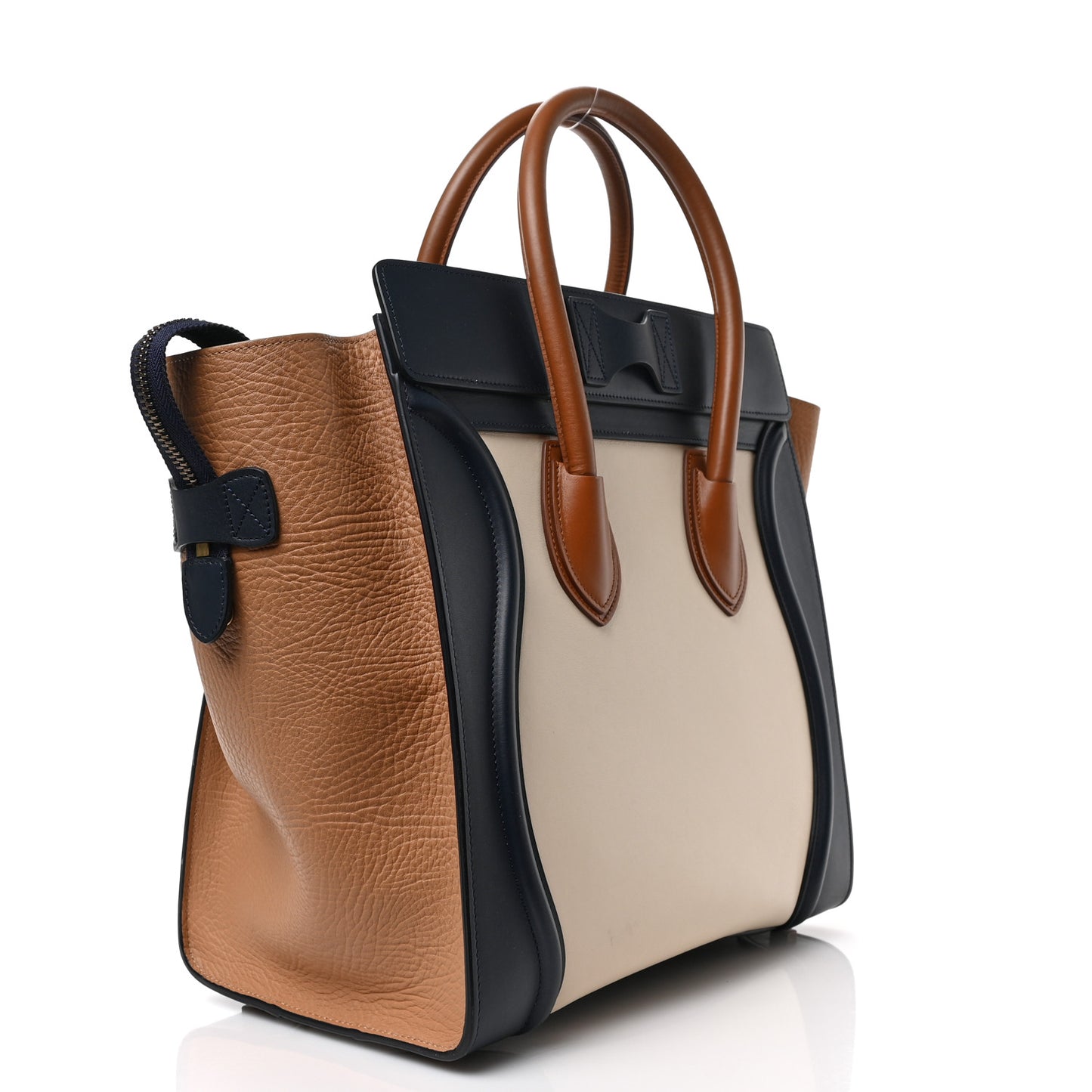 Elephant Calfskin Mini Tri-Color Luggage Brown