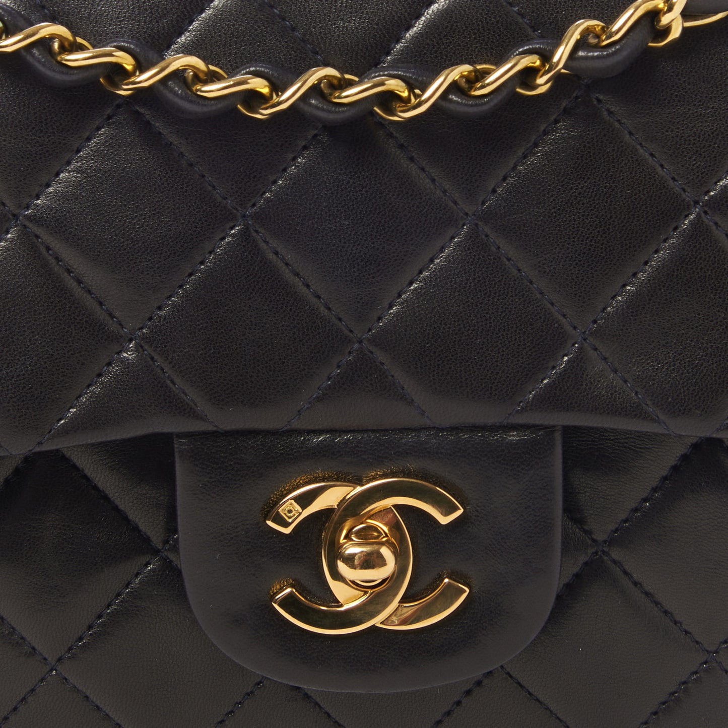 Lambskin Quilted Small Double Flap Black