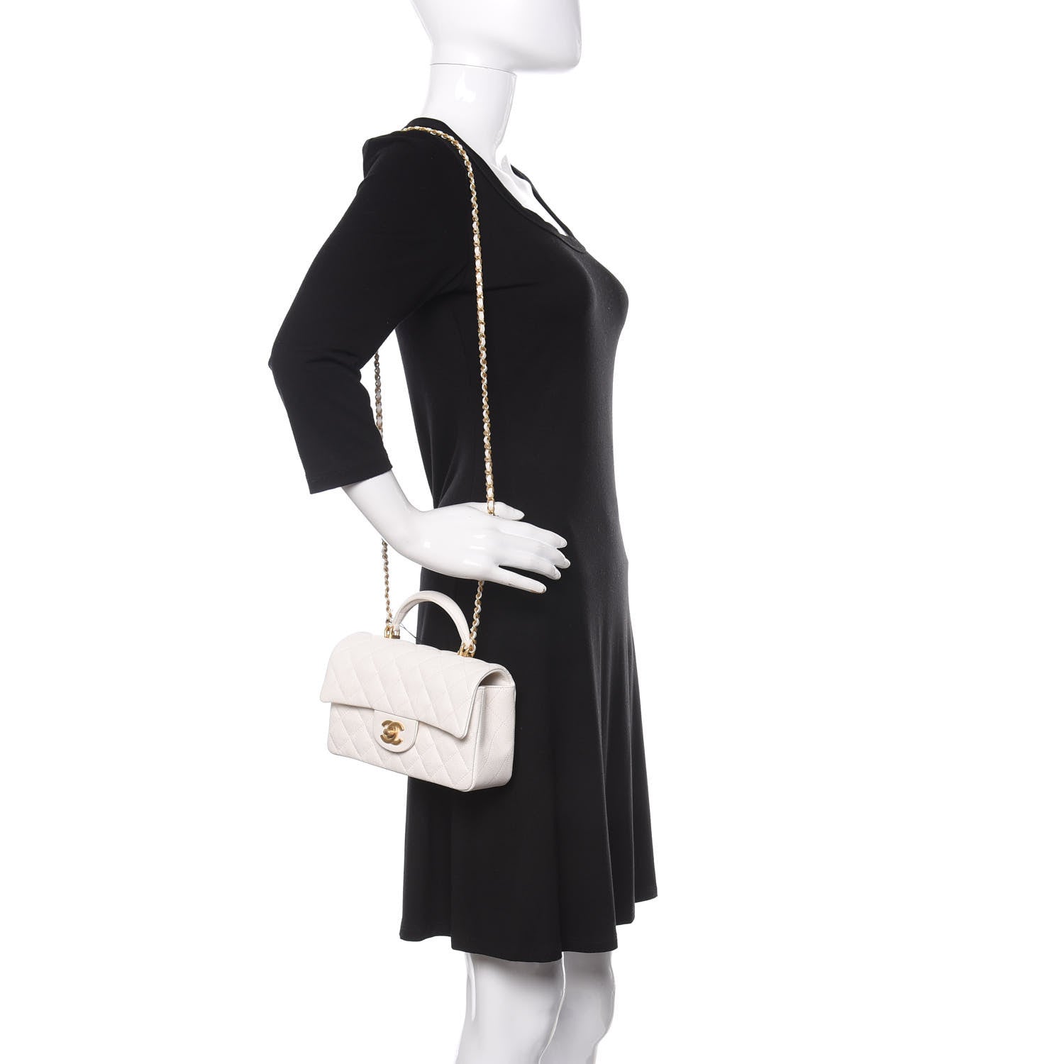 Chanel Caviar Quilted Mini Top Handle Rectangular Flap White 2 of 10