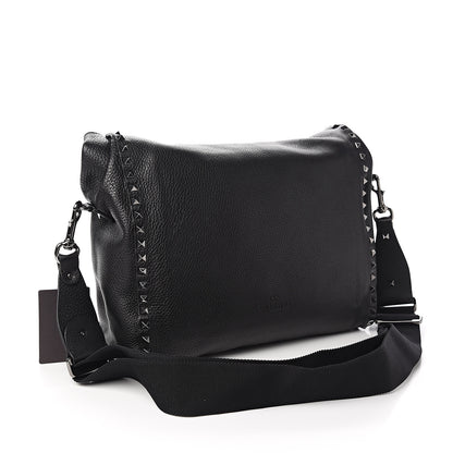 Valentino Garavani Pebbled Calfskin Rockstud Messenger Black 2 of 8