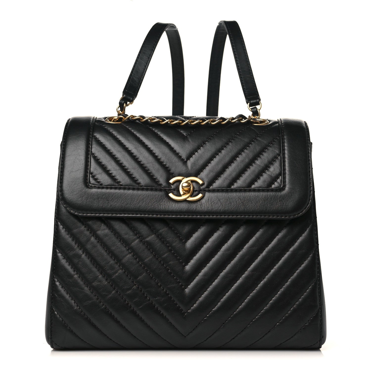 Chanel Aged Calfskin Chevron Quilted Backpack Black 1 of 8