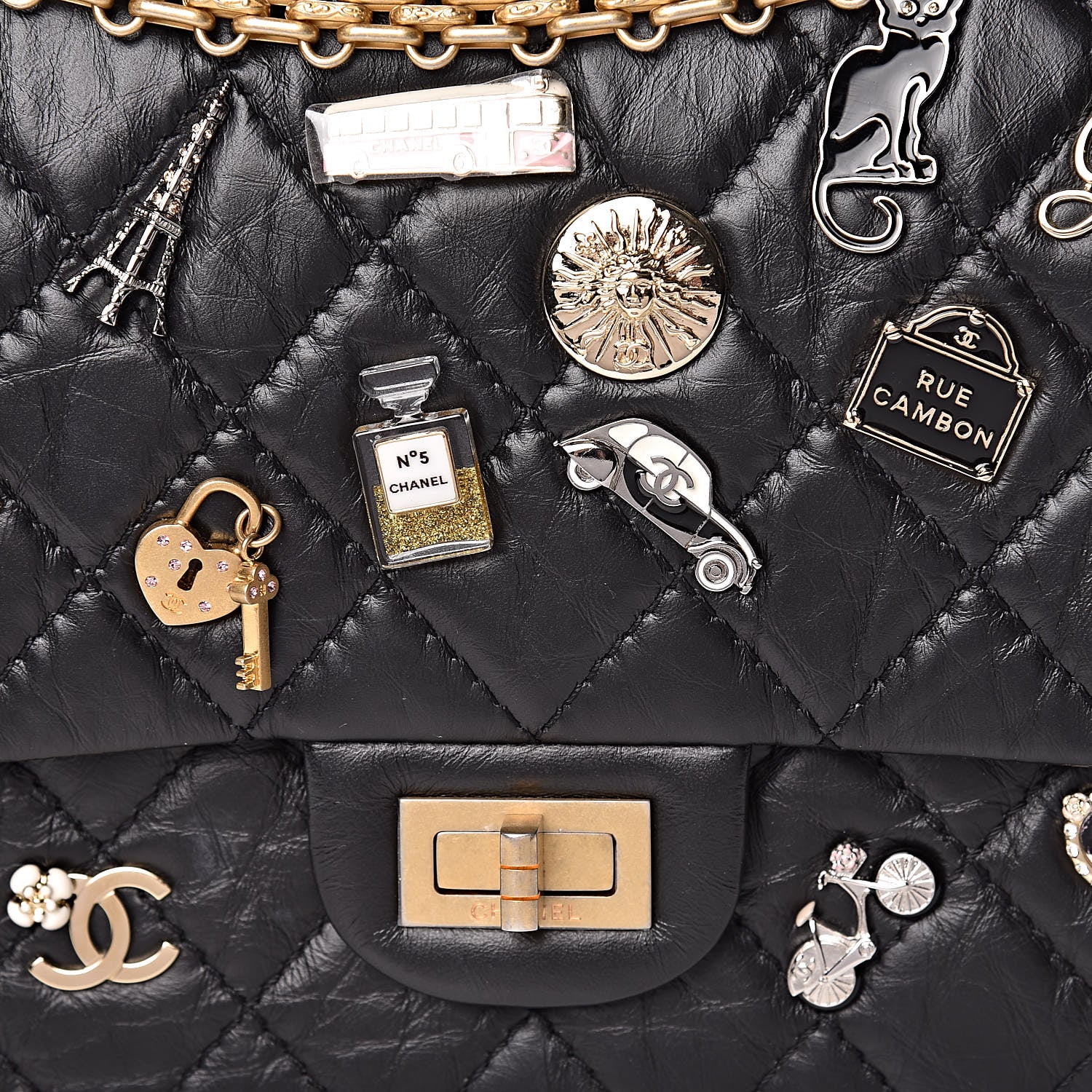 Chanel Aged Calfskin Lucky Charms 2.55 Reissue 226 Flap Black 11 of 11