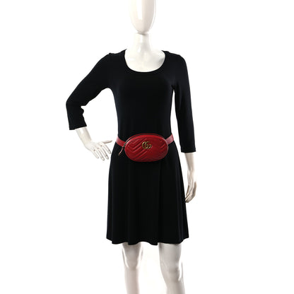 Gucci Calfskin Matelasse GG Marmont Belt Bag 75 30 Hibiscus Red 2 of 12