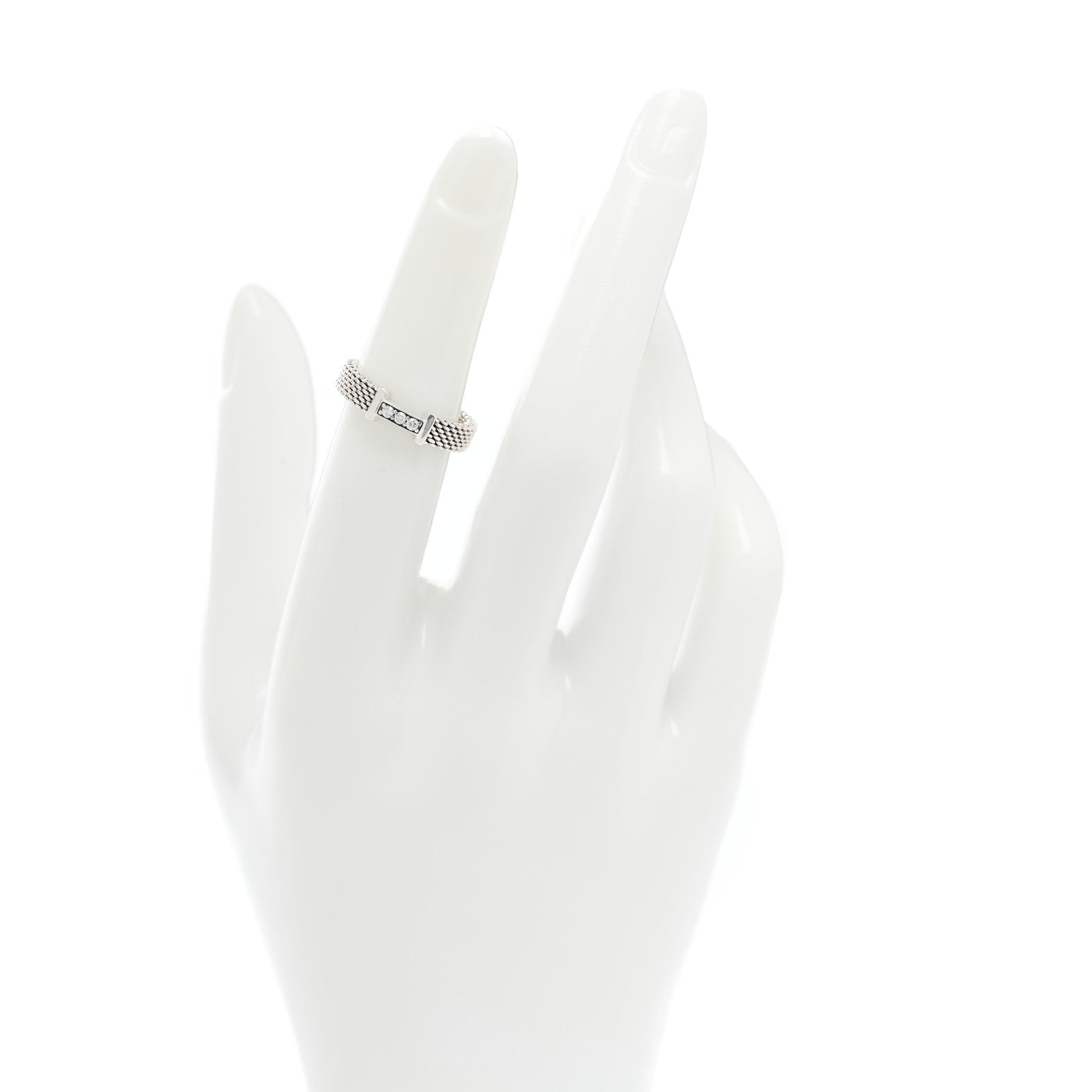 Tiffany Sterling Silver Diamond Somerset Mesh Band Ring 47 4 2 of 4