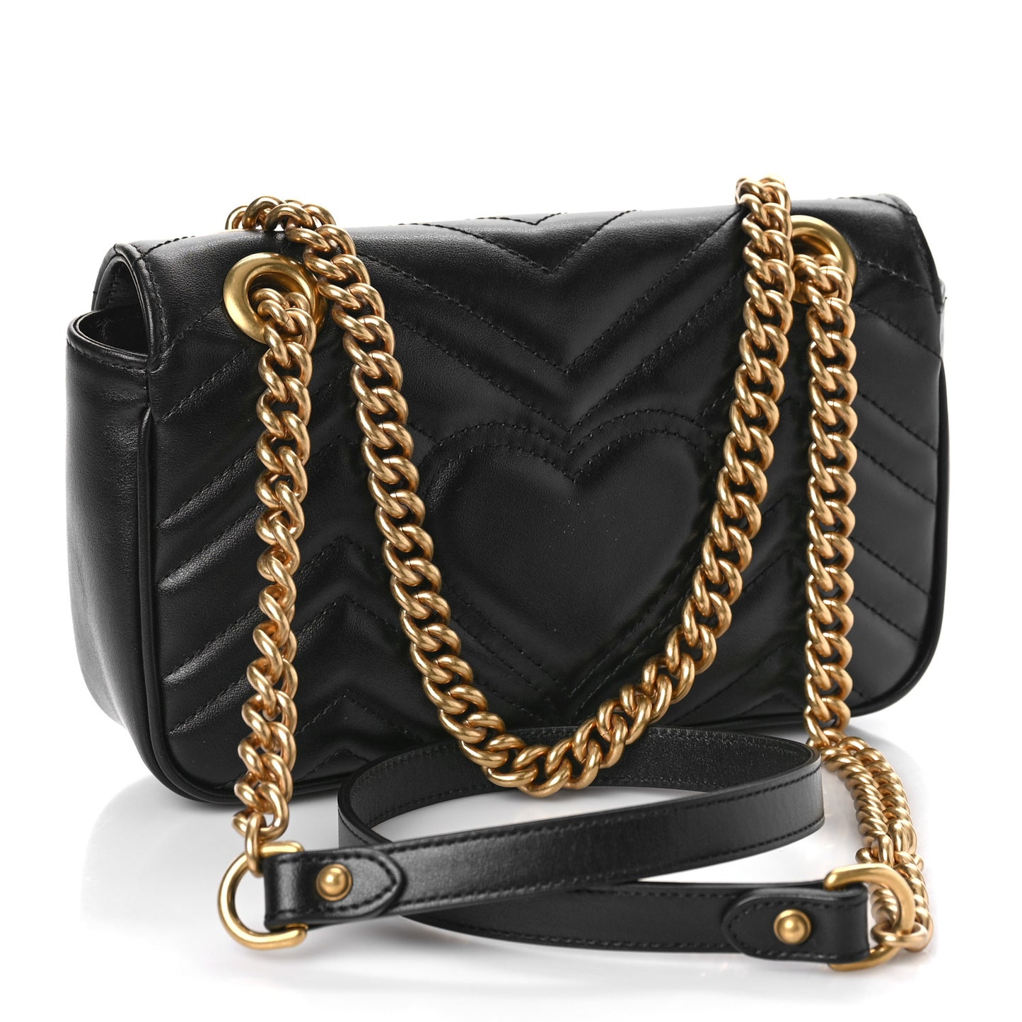 Calfskin Matelasse Mini GG Marmont Shoulder Bag Black