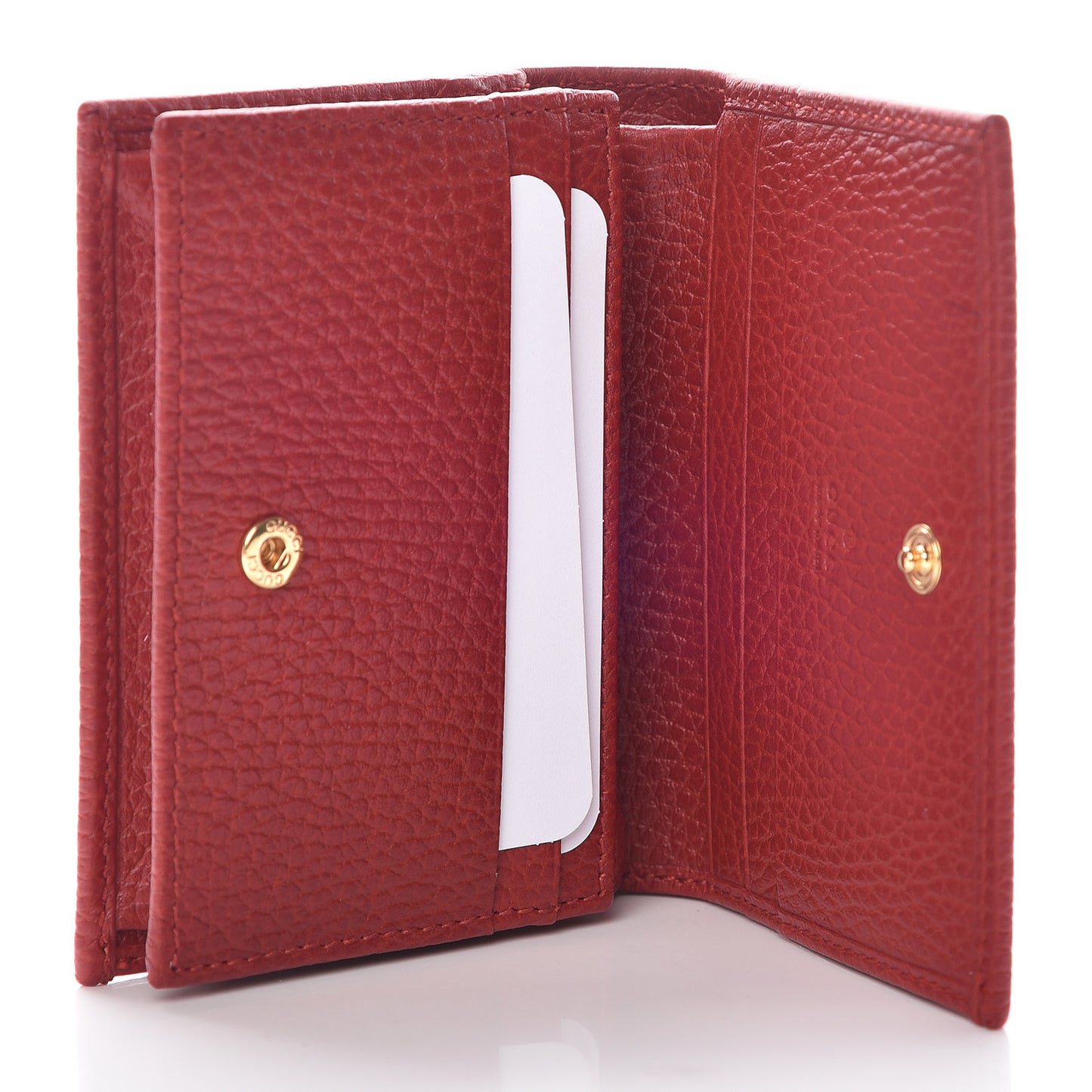 Pebbled Calfskin GG Marmont Card Case Hibiscus Red