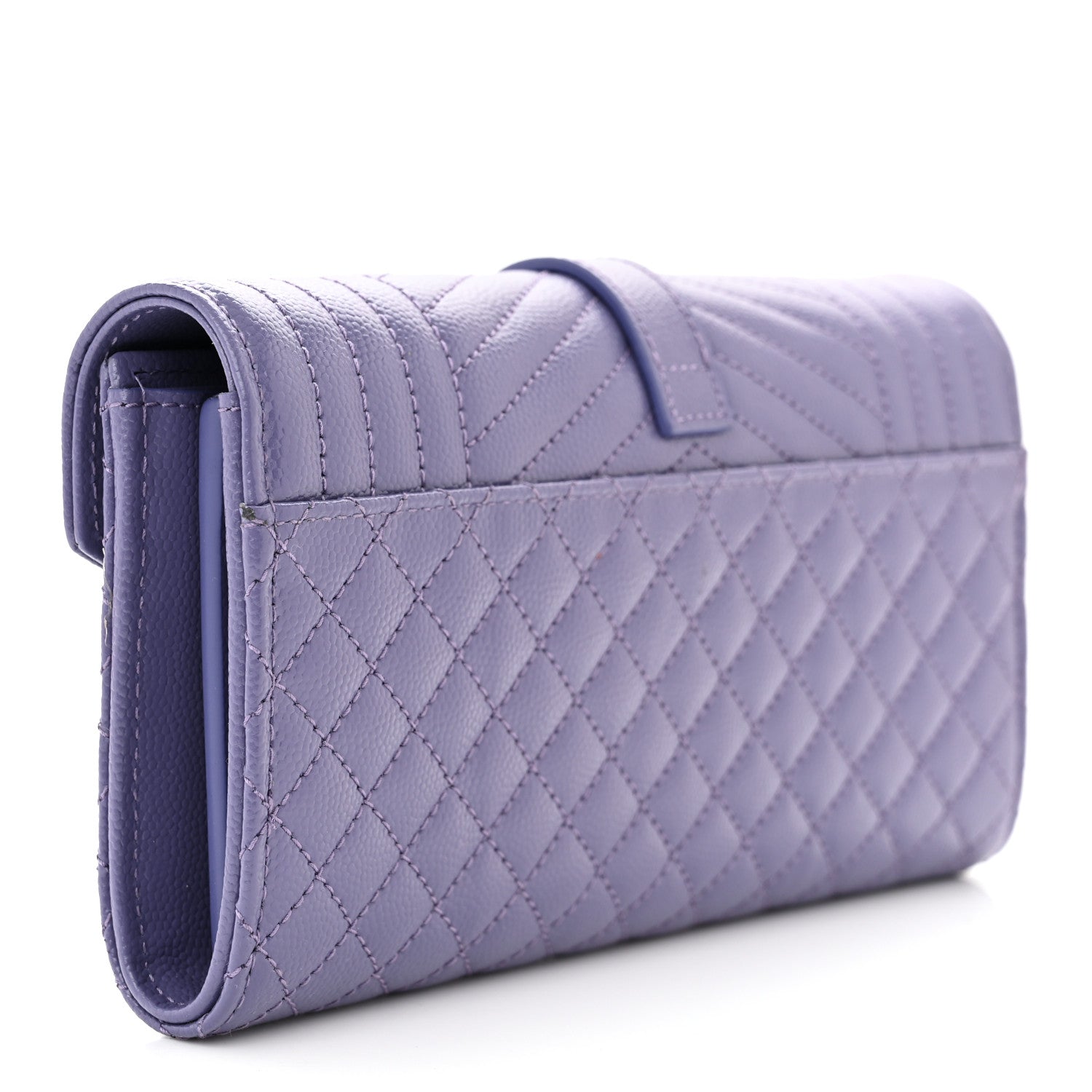 Saint Laurent Grain De Poudre Mixed Matelasse Triquilt Large Monogram Wallet Mauve 3 of 7