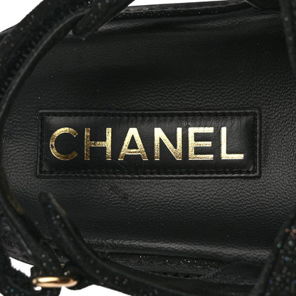 Chanel Suede Kidskin Glitter Crystal Velcro Dad Sandals 39 Black Silver 8 of 18