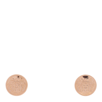 Hermes 18K Rose Gold TPM Ex-Libris Stud Earrings 1 of 4