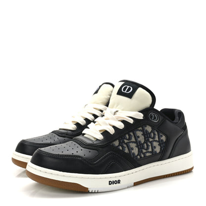Christian Dior Smooth Calfskin Jacquard Oblique Mens B27 Low Top Sneakers 42 Black Blue 2 of 8