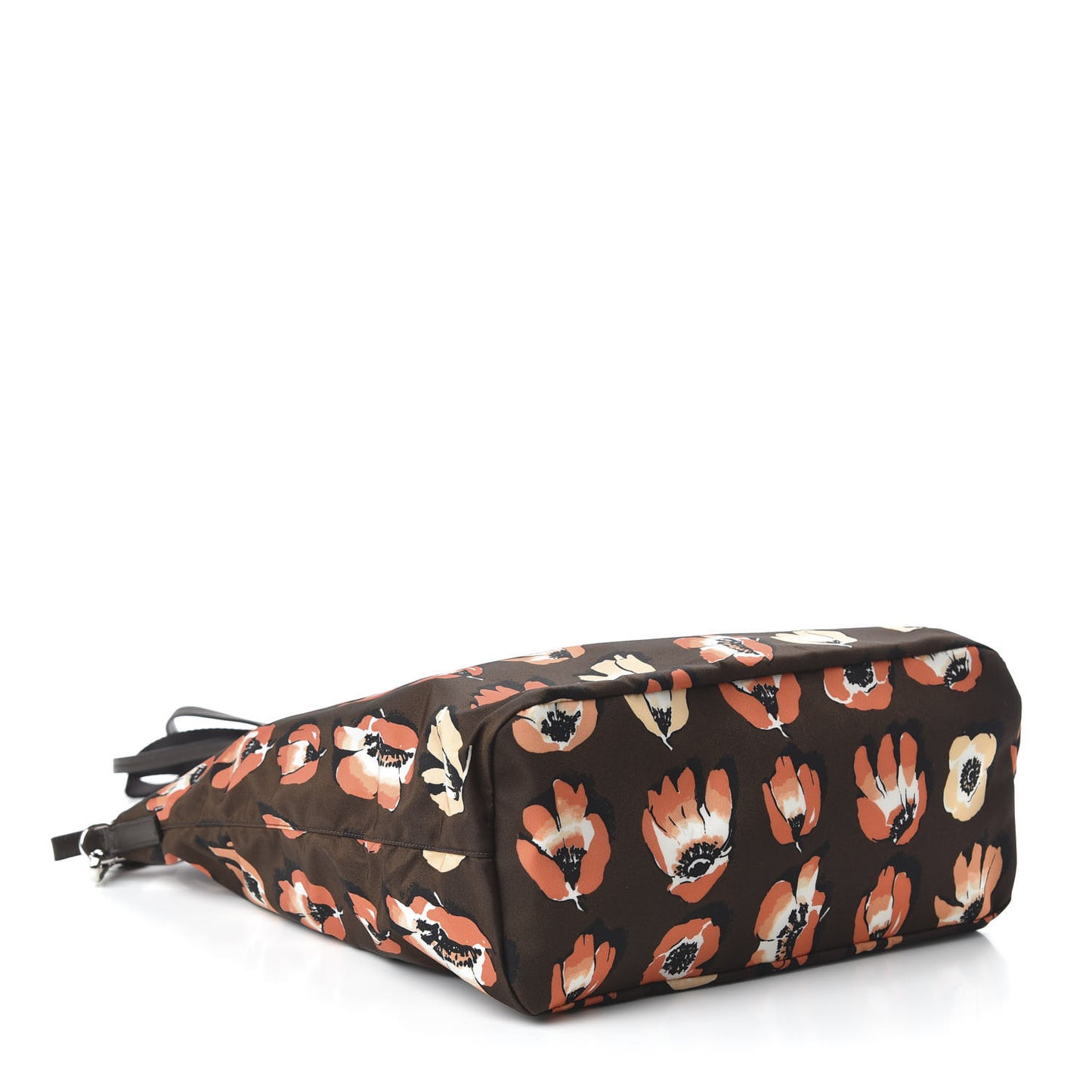 Nylon Tessuto Stampato Saffiano Floral Print Tote Cacao