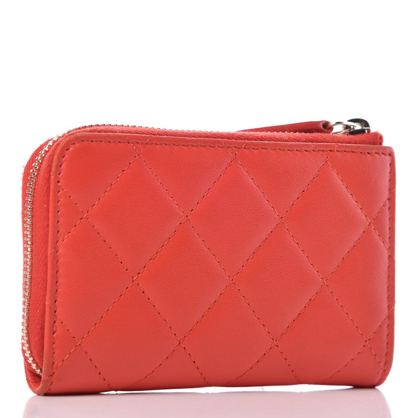 Lambskin Quilted Key Holder Case Red
