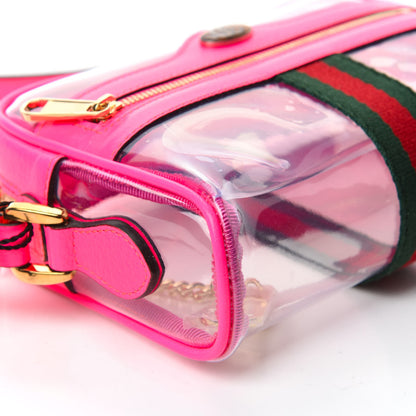 Gucci Vinyl Web Mini Ophidia Transparent Shoulder Bag Fluorescent Fuchsia 6 of 10