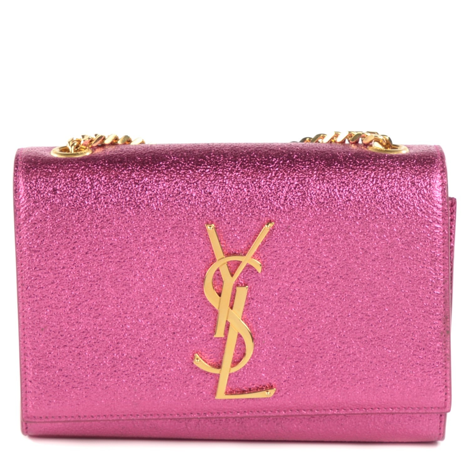 Saint Laurent Metallic Calfskin Small Classic Monogram Satchel Fuchsia 1 of 11