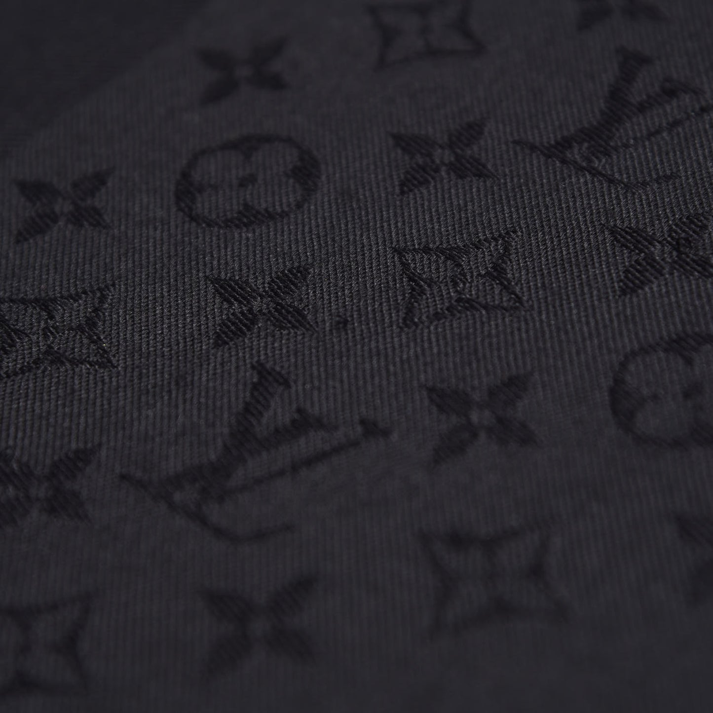 Wool Silk Monogram Shawl Black