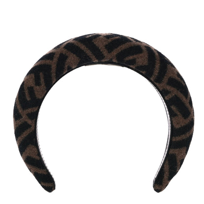 Fendi Wool Cashmere FF Logo Headband Tobacco 1 of 7